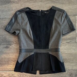 BCBGMaxAzria Charcoal and Black Paneled Blouse